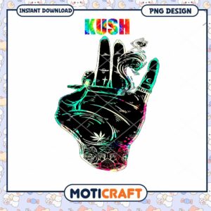Colorful Kush Hand Gesture PNG Design Instant Download Art