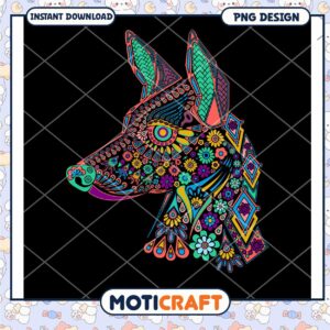 Colorful Floral Dog PNG Design for Instant Download Art