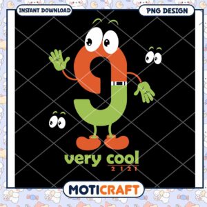 Colorful Cute Number Nine PNG Download for Kids Fun Design