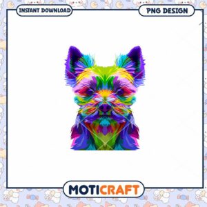 Colorful Cute Dog Portrait PNG Digital Download Art Design