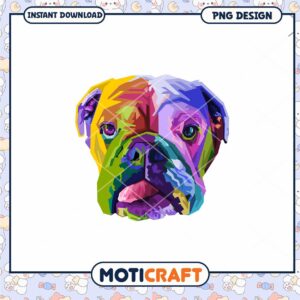 Colorful Bulldog PNG Design for Instant Download Art
