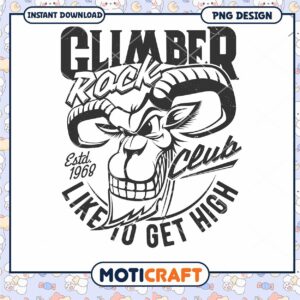 Climber Rock Club Vintage PNG Design for Instant Download