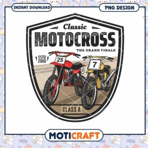 Classic Motocross Bikes Vintage Design Instant Download PNG