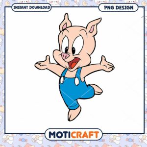 Cheerful Cartoon Piglet PNG Design for Instant Download