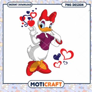 Charming Heart Motif PNG Design of a Cute Cartoon Duck