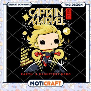 Captain Marvel PNG Design Instant Download Superhero Art