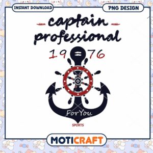 Captain Professional Sports PNG Design Instant Download 1976