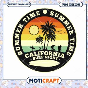 California Surf Night Summer Time PNG Download Design