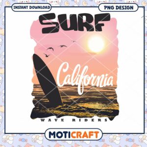 California Surf PNG Design for Wave Riders Instant Download