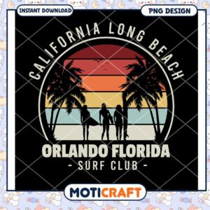 California Long Beach Surf Club PNG Instant Download Art