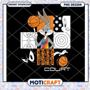 Bugs Bunny Basketball Court Fun PNG Design Downloadable Art