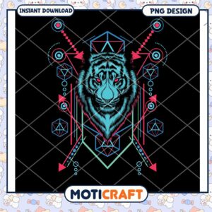 Bold Tiger Graphic PNG Design for Instant Download Art