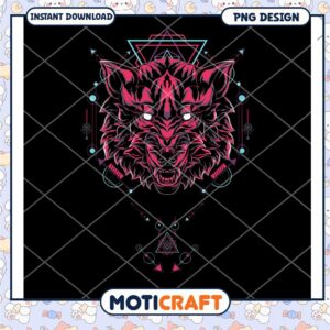 Bold Geometric Wolf PNG Design for Instant Download Decor