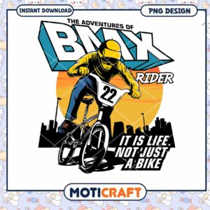 BMX Rider Adventure PNG Design for Instant Download Art