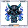 Blue Flame Demon Mask PNG Design for Instant Download Art