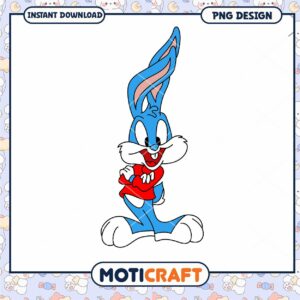 Blue Cartoon Bunny PNG Instant Download Design Art File