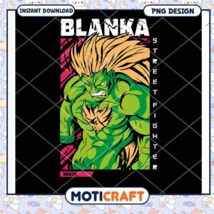 Blanka Street Fighter PNG Design Instant Download Art Print