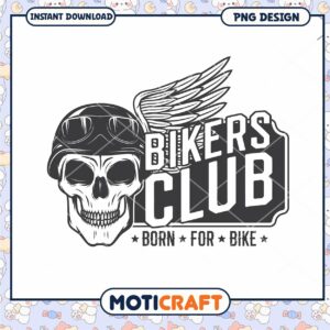Bikers Club Skull PNG Design for Motorcycle Enthusiasts