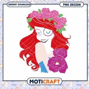 Beautiful Floral Mermaid PNG Art Instant Download Design