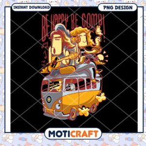 Be Happy Be Combi Retro Music Van Art PNG Download