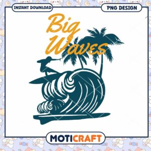 Big Waves Surfer PNG Design Download