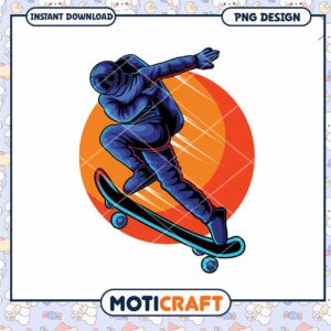 Astronaut Skateboarder PNG Design
