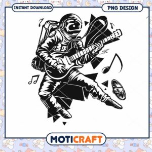 Astronaut Playing Guitar Unique PNG Art Design Download