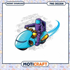 Astronaut on Futuristic Motorcycle PNG