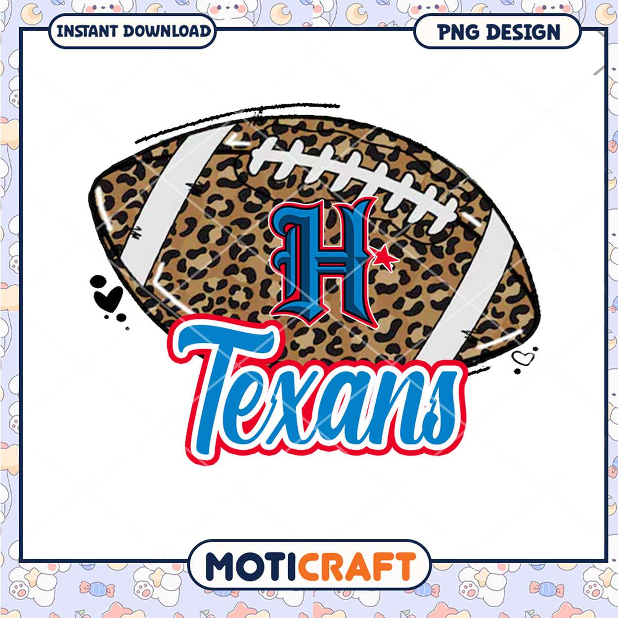 Leopard Print Football PNG Design for Texans Fans Leopard Print Football PNG Design for Texans Fans