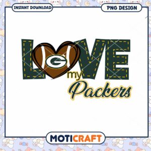 Love My Packers Football PNG Design Instant Download