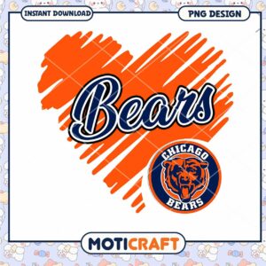 Chicago Bears Heart PNG Design for Fans Download