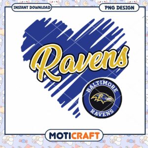 Baltimore Ravens Heart PNG Design for Fans