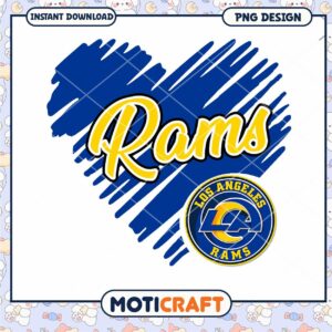Los Angeles Rams Heart Design PNG for Fans