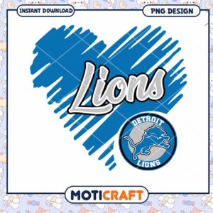 Detroit Lions Heart PNG Instant Download Design