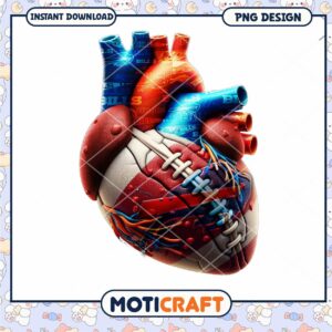 Football Heart Design for Sports Lovers PNG File Football Heart Design for Sports Lovers PNG File