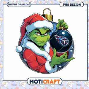Grinch Holiday PNG Art with Football Ornament Design