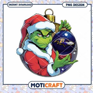 Grinch with Ravens Ornament PNG Design Download