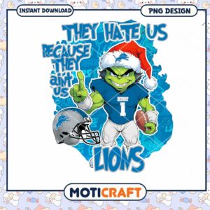 Detroit Lions Grinch Christmas PNG Design Download
