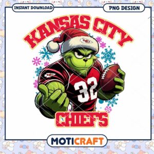 Kansas City Chiefs Grinch Holiday PNG Design
