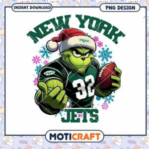 New York Jets Grinch Football PNG Digital Design