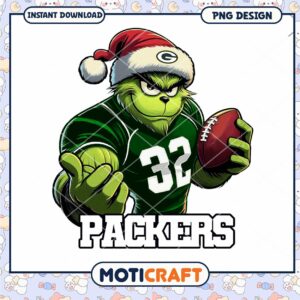 Grinch Football PNG Design for Green Bay Packers