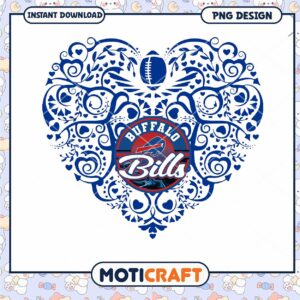 Buffalo Bills Heart Design PNG Instant Download Art