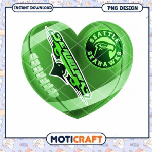 Seattle Seahawks Heart PNG Sublimation