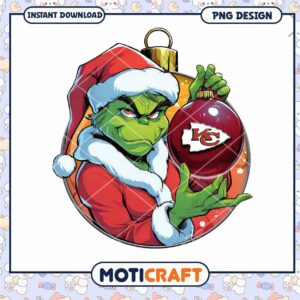 Grinch KC Chiefs Christmas Ornament PNG