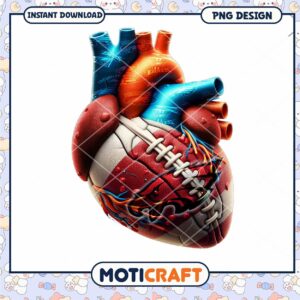 Football Heart PNG Sublimation Design Football Heart PNG Sublimation Design