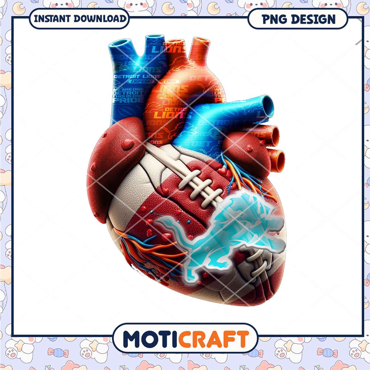 Detroit Lions Heart PNG Sublimation Design Detroit Lions Heart PNG Sublimation Design