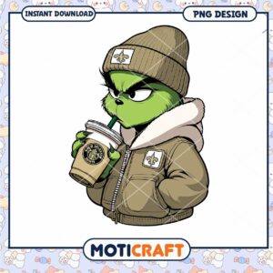 Grinch Saints Coffee PNG Design