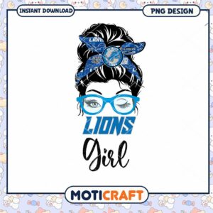 Detroit Lions Girl PNG Sublimation Design