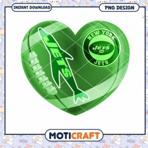 NY Jets Heart Football PNG Design