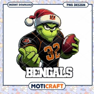 Grinch Bengals PNG Sublimation Design